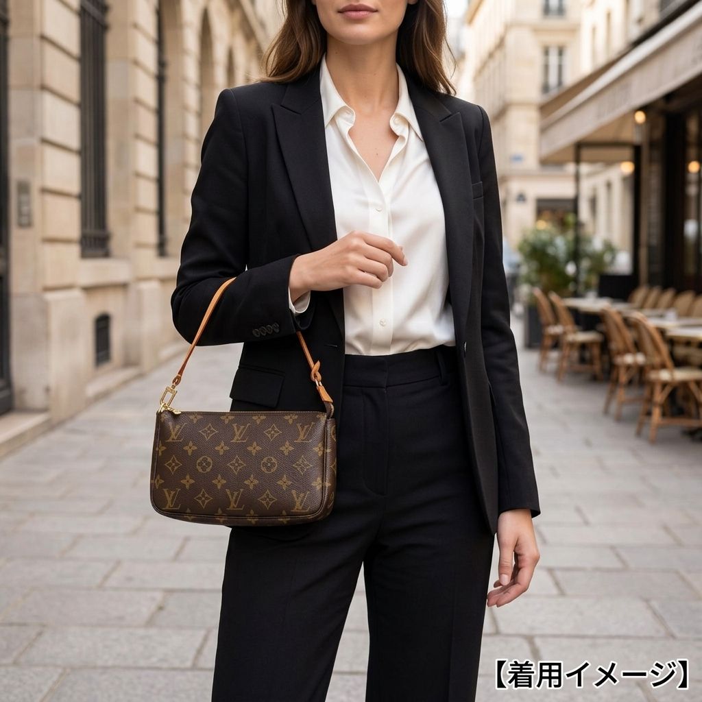 Louis Vuitton Pochette Monogram Handbag Canvas Brown — view 2