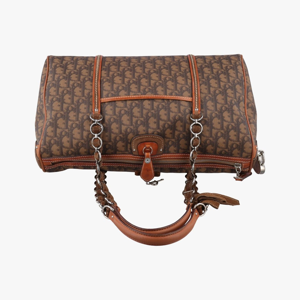 Dior Romantic Trotter Bow Brown Multicolor Canvas Leather Handbag — view 8