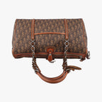 Dior Romantic Trotter Bow Brown Multicolor Canvas Leather Handbag — view 8
