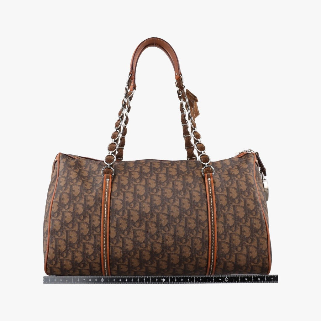 Dior Romantic Trotter Bow Brown Multicolor Canvas Leather Handbag — view 2