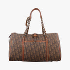 Dior Romantic Trotter Bow Brown Multicolor Canvas Leather Handbag