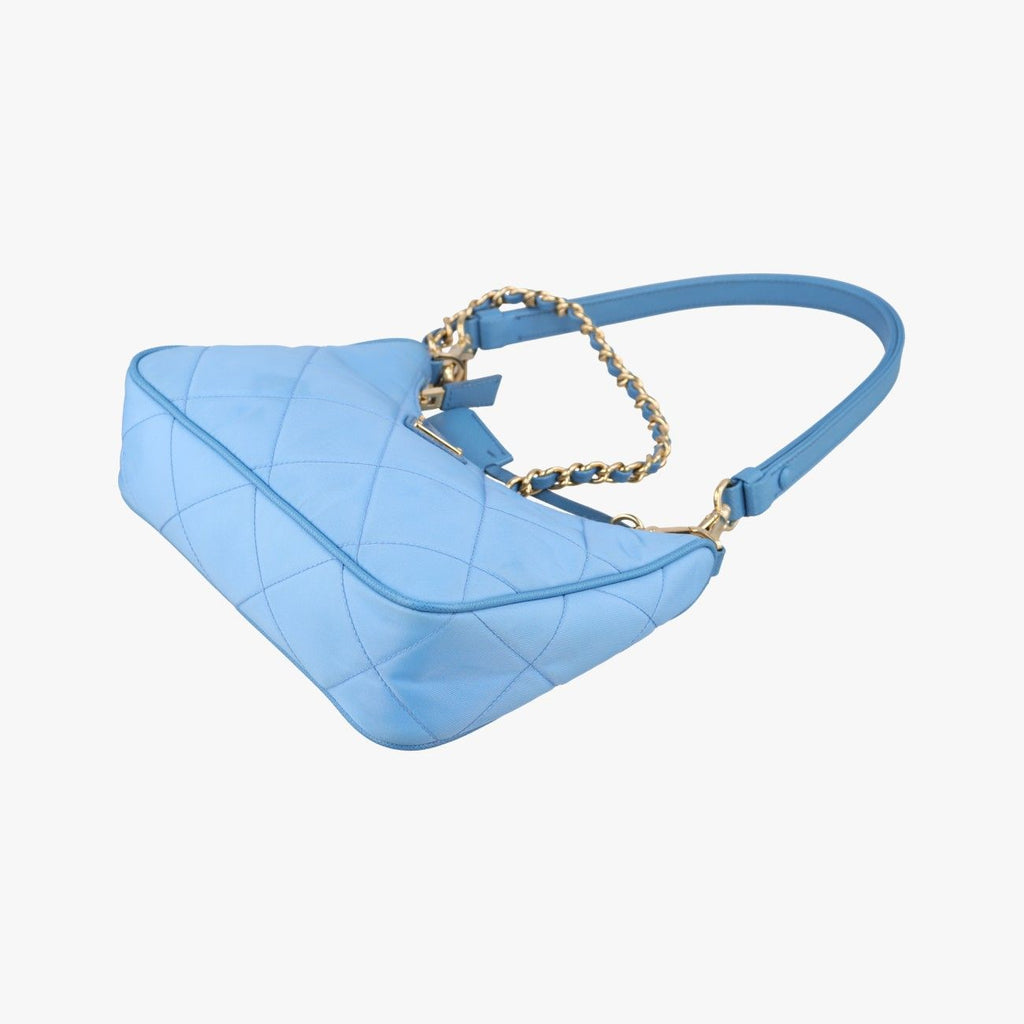 Prada Re Edition Re-Nylon Periwimble Blue Nylon Saffiano Leather Shoulder — view 4
