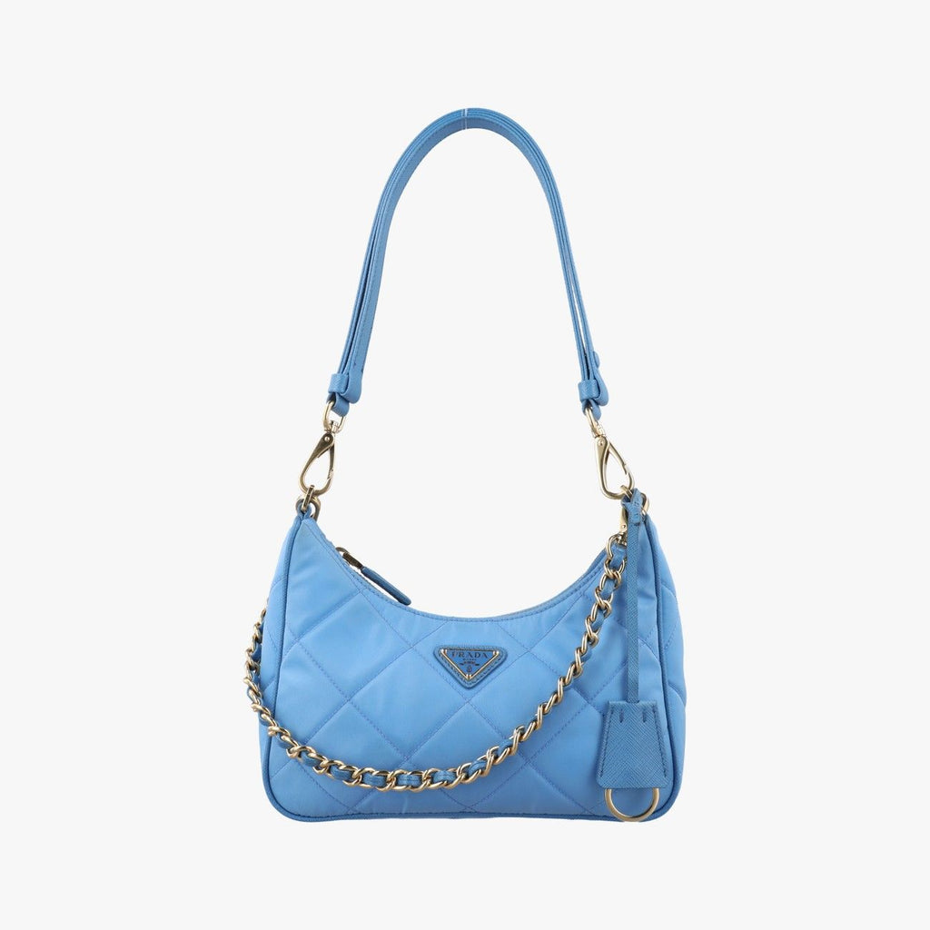 Prada Re Edition Re-Nylon Periwimble Blue Nylon Saffiano Leather Shoulder