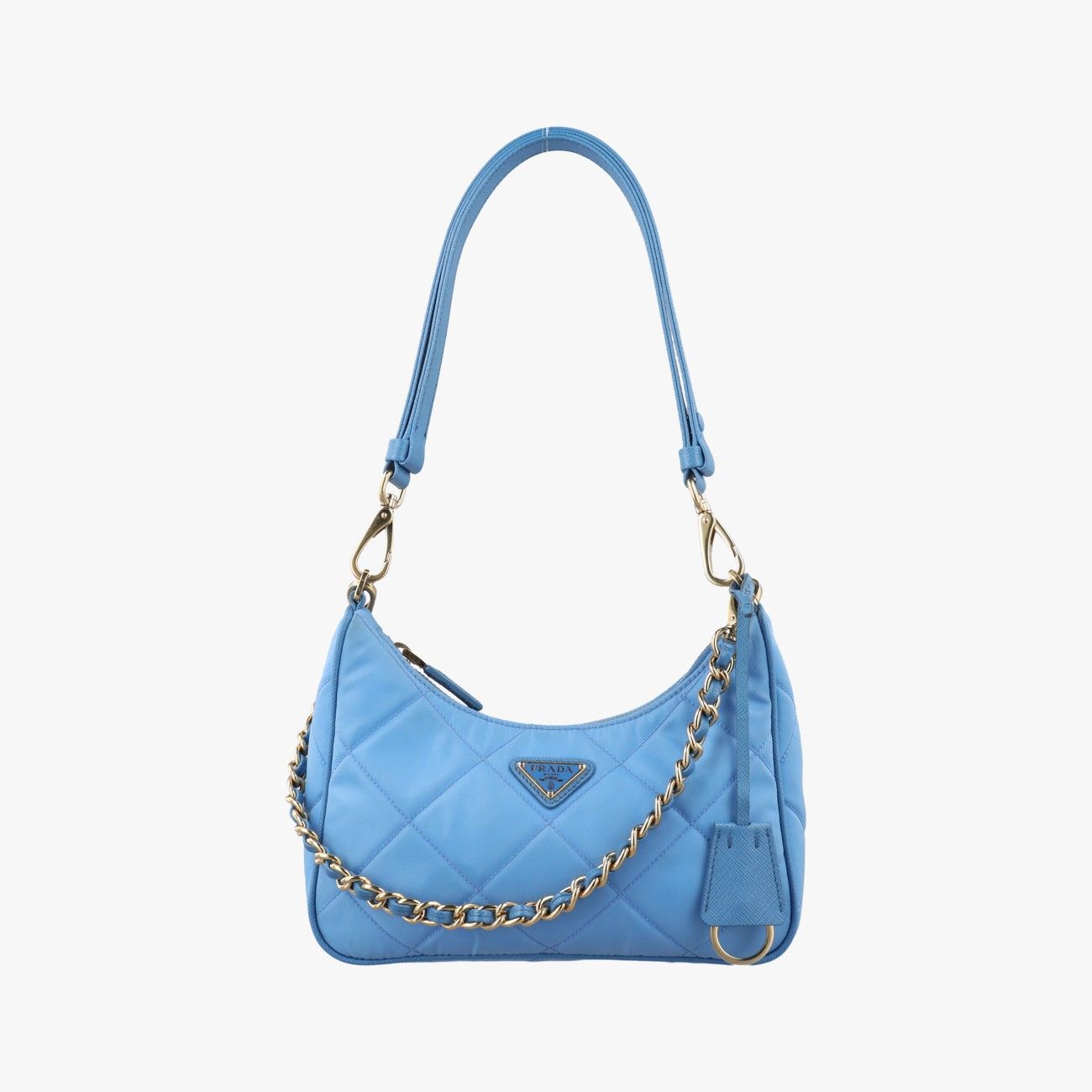 Prada Re Edition Re-Nylon Periwimble Blue Nylon Saffiano Leather Shoulder