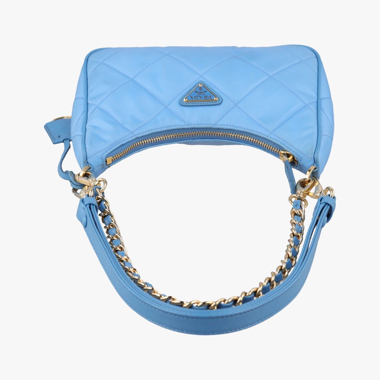 Prada Re Edition Re-Nylon Periwimble Blue Nylon Saffiano Leather Shoulder — view 8