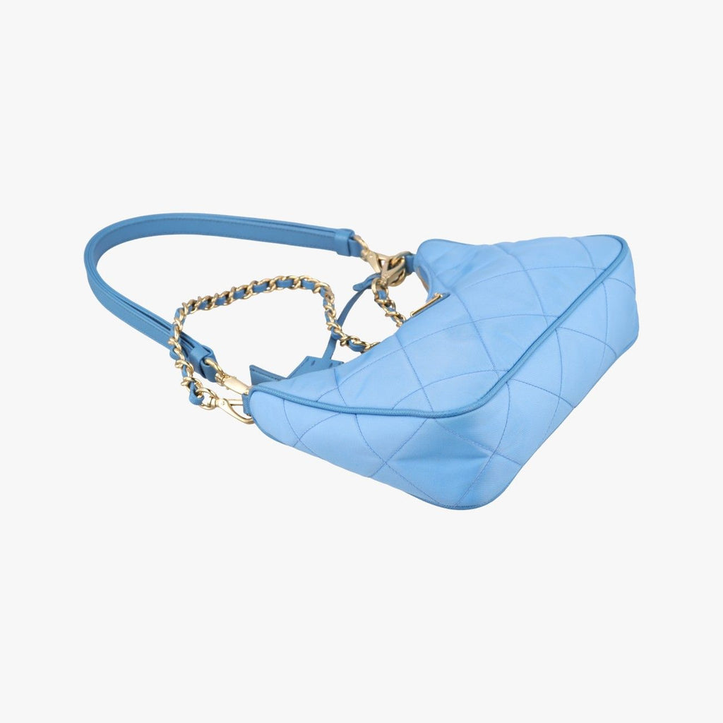 Prada Re Edition Re-Nylon Periwimble Blue Nylon Saffiano Leather Shoulder — view 5