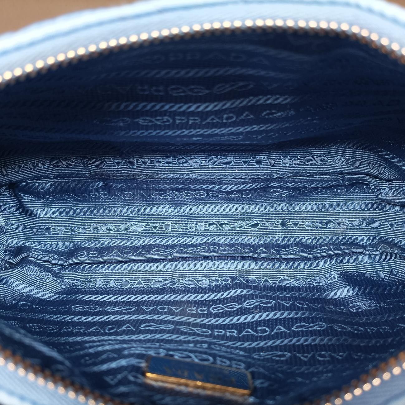Prada Re Edition Re-Nylon Periwimble Blue Nylon Saffiano Leather Shoulder — view 9