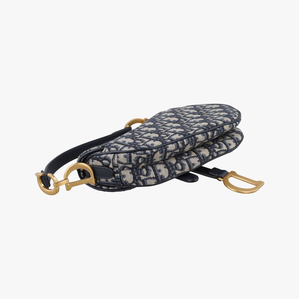 Dior Saddle Blue Black Jacquard Handbag — view 7