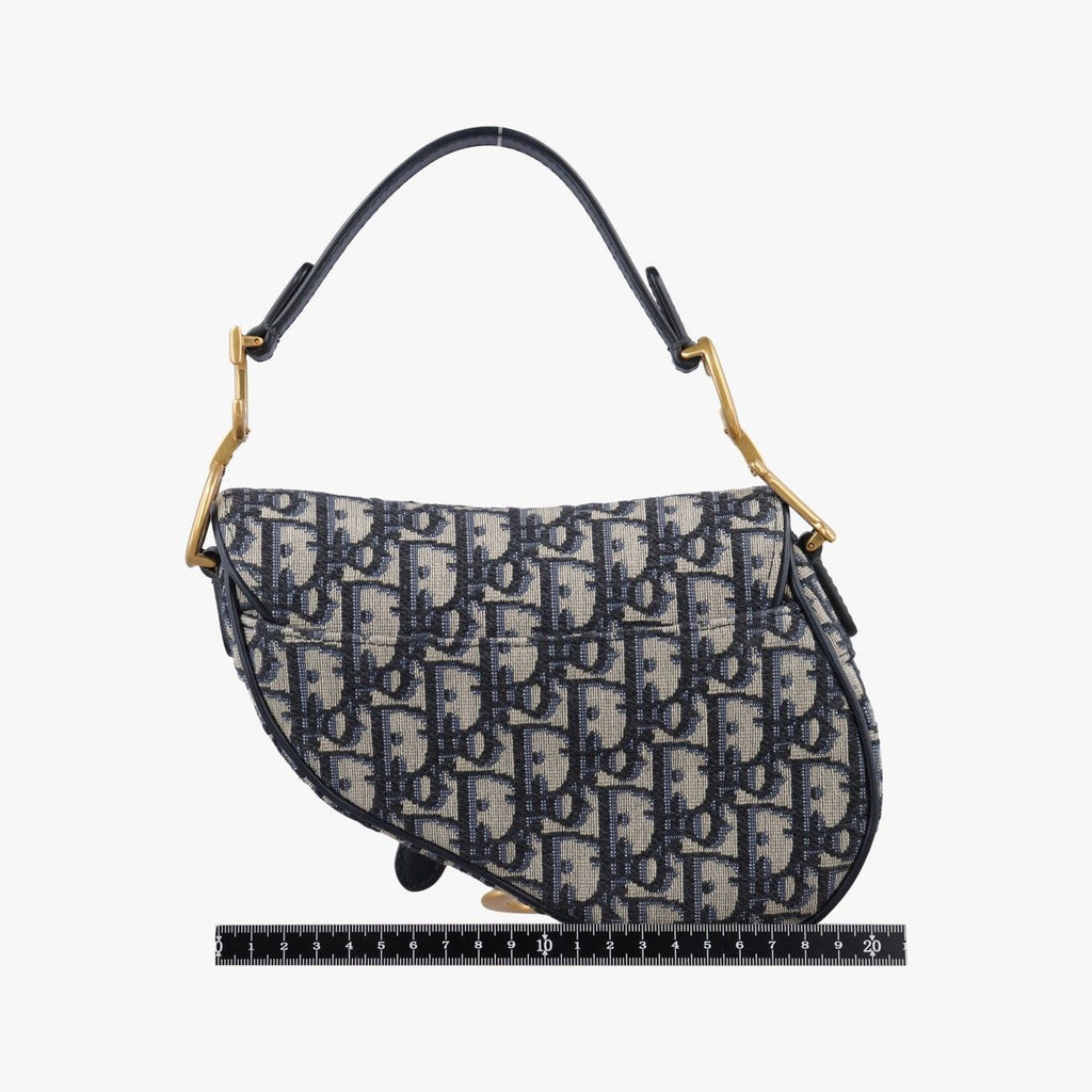 Dior Saddle Blue Black Jacquard Handbag — view 2