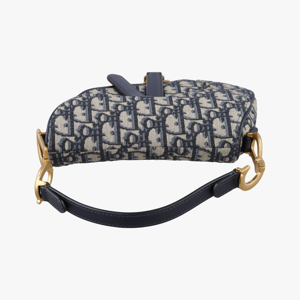 Dior Saddle Blue Black Jacquard Handbag — view 8