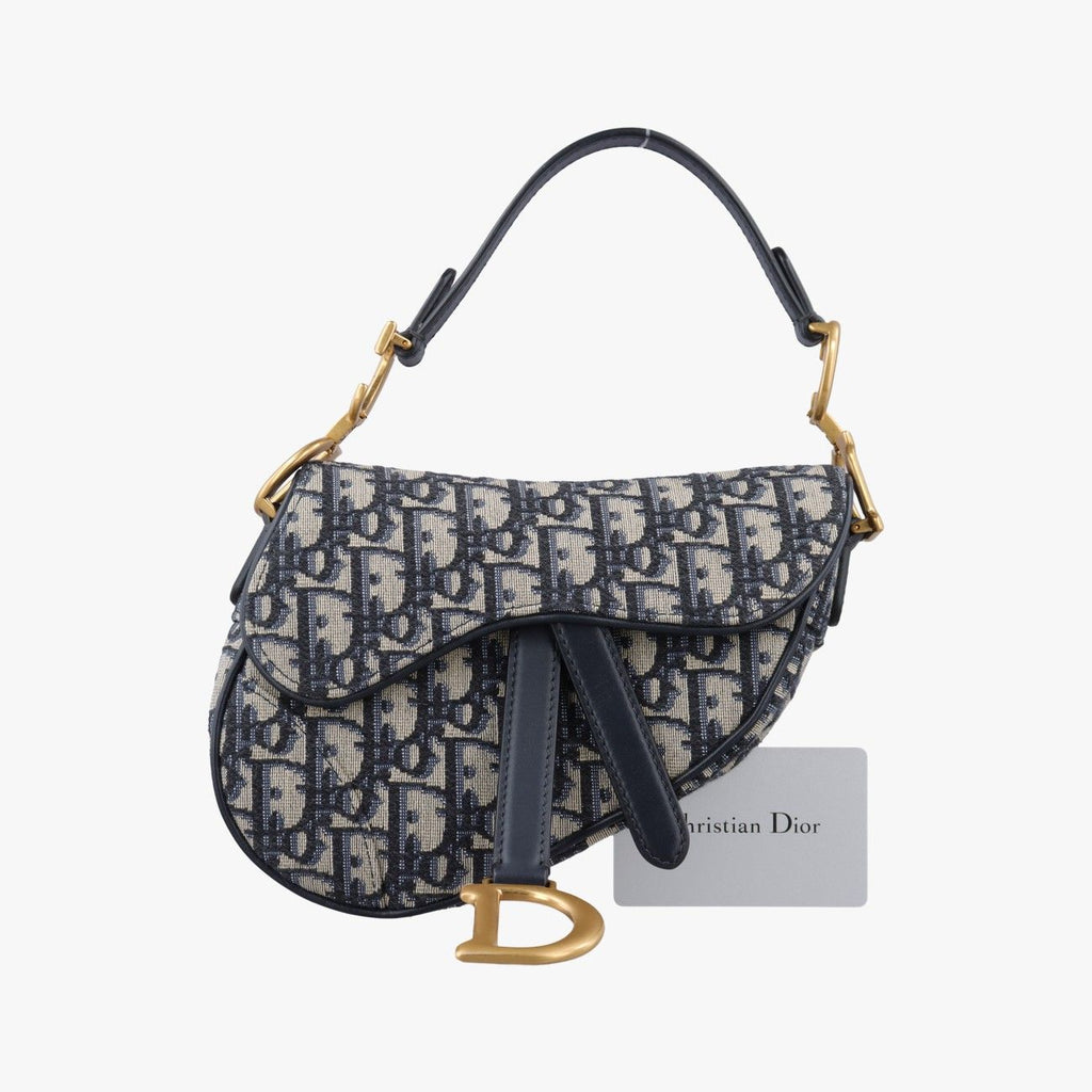 Dior Saddle Blue Black Jacquard Handbag