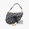 Dior Saddle Blue Black Jacquard Handbag