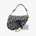 Dior Saddle Blue Black Jacquard Handbag
