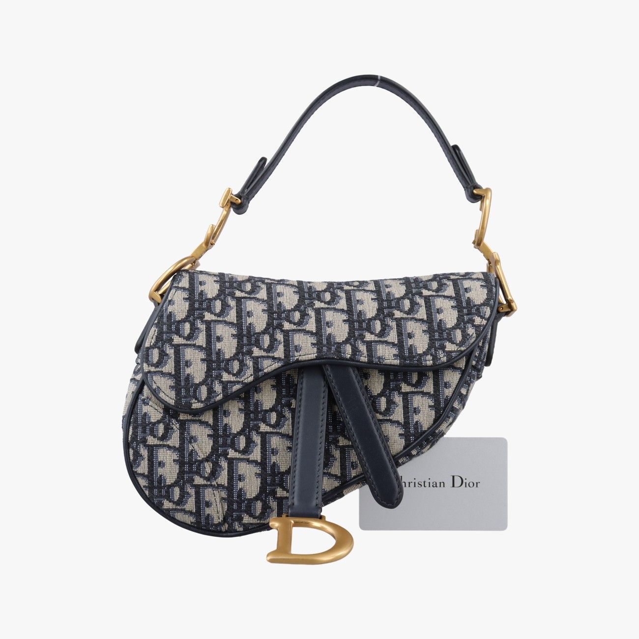 Dior Saddle Blue Black Jacquard Handbag