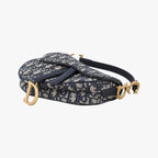 Dior Saddle Blue Black Jacquard Handbag — view 4