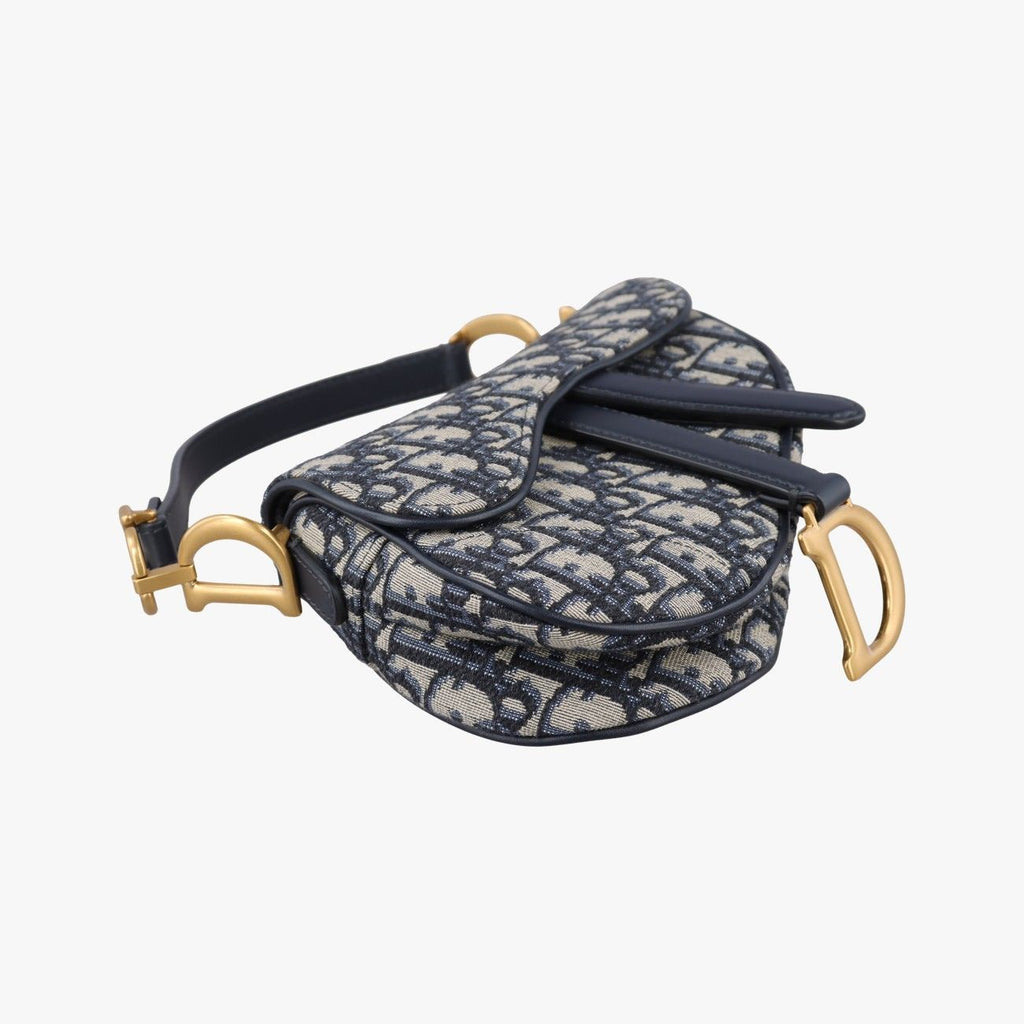 Dior Saddle Blue Black Jacquard Handbag — view 5