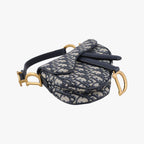 Dior Saddle Blue Black Jacquard Handbag — view 5