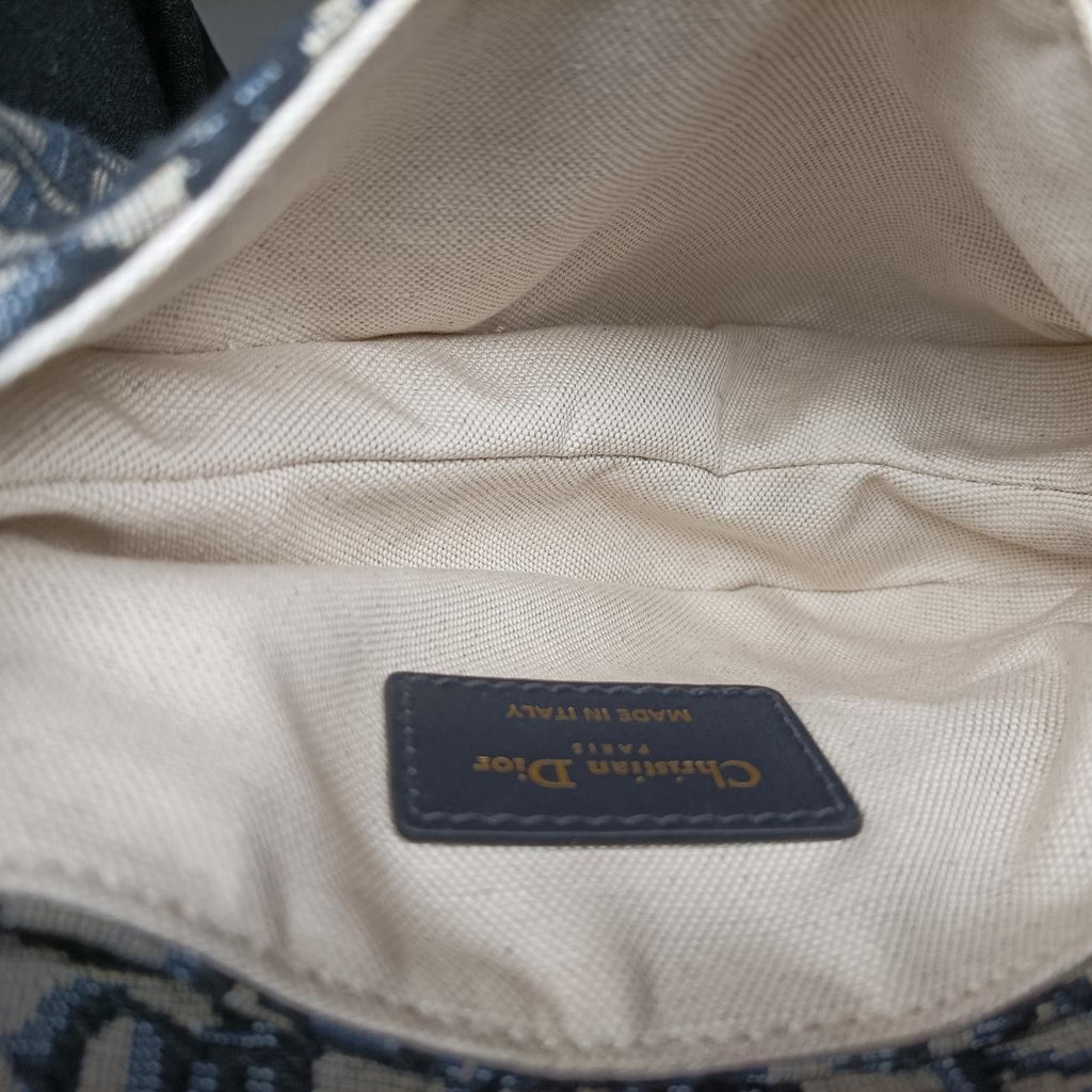 Dior Saddle Blue Black Jacquard Handbag — view 9