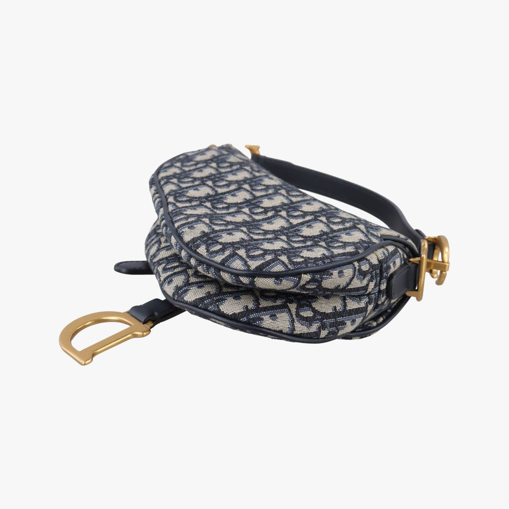 Dior Saddle Blue Black Jacquard Handbag — view 6