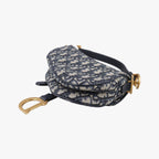 Dior Saddle Blue Black Jacquard Handbag — view 6