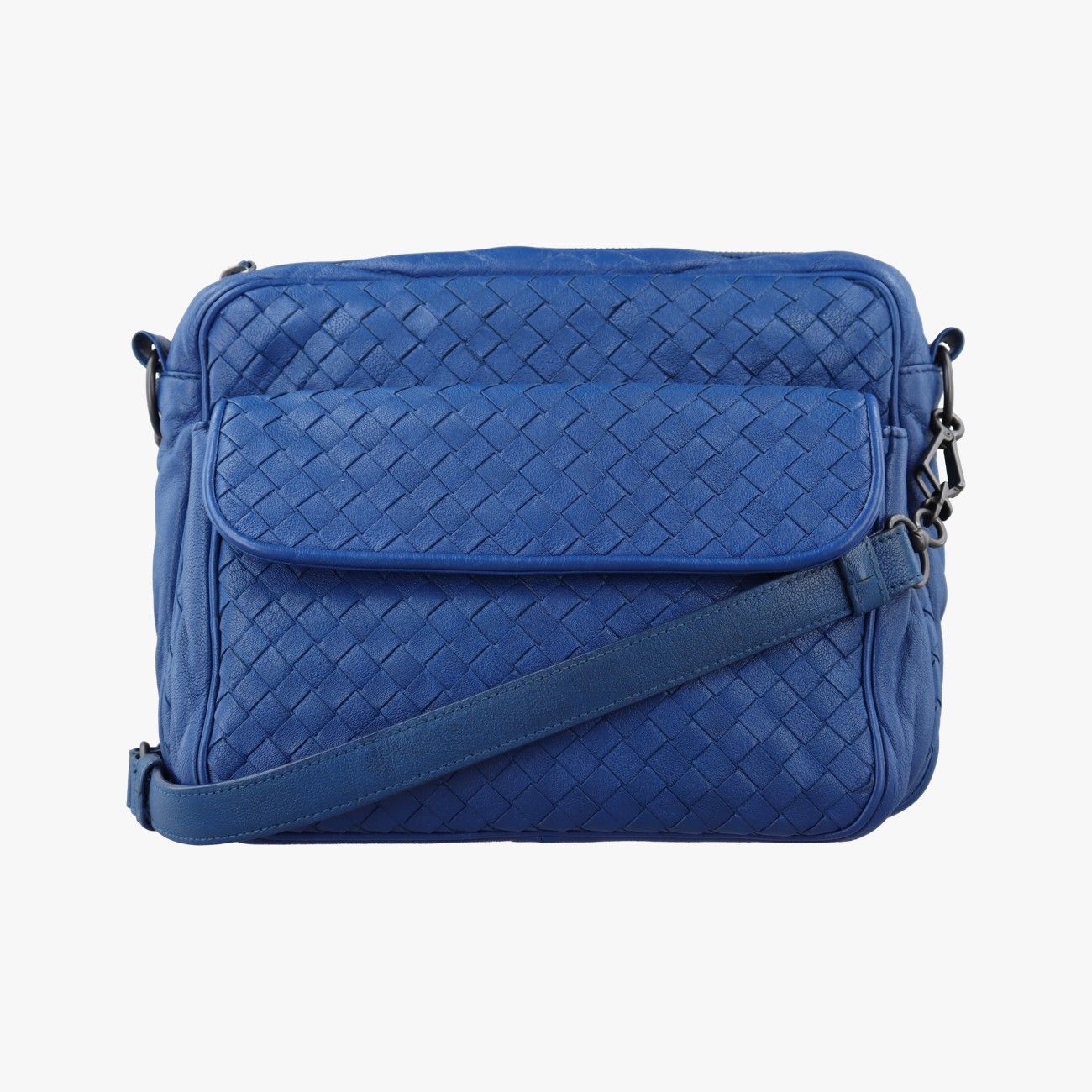 Bottega Veneta Intrecciato Blue Lambskin Shoulder