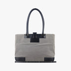 Gucci g Logo Tote Gray Navy Leather Canvas — view 2