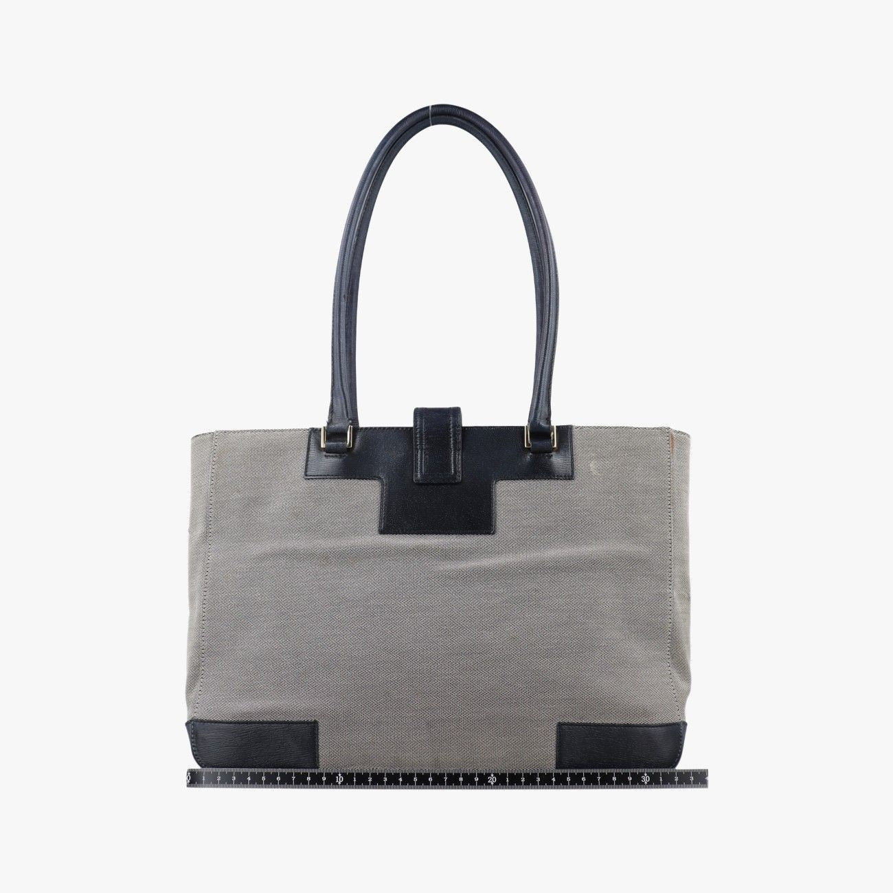 Gucci g Logo Tote Gray Navy Leather Canvas — view 2