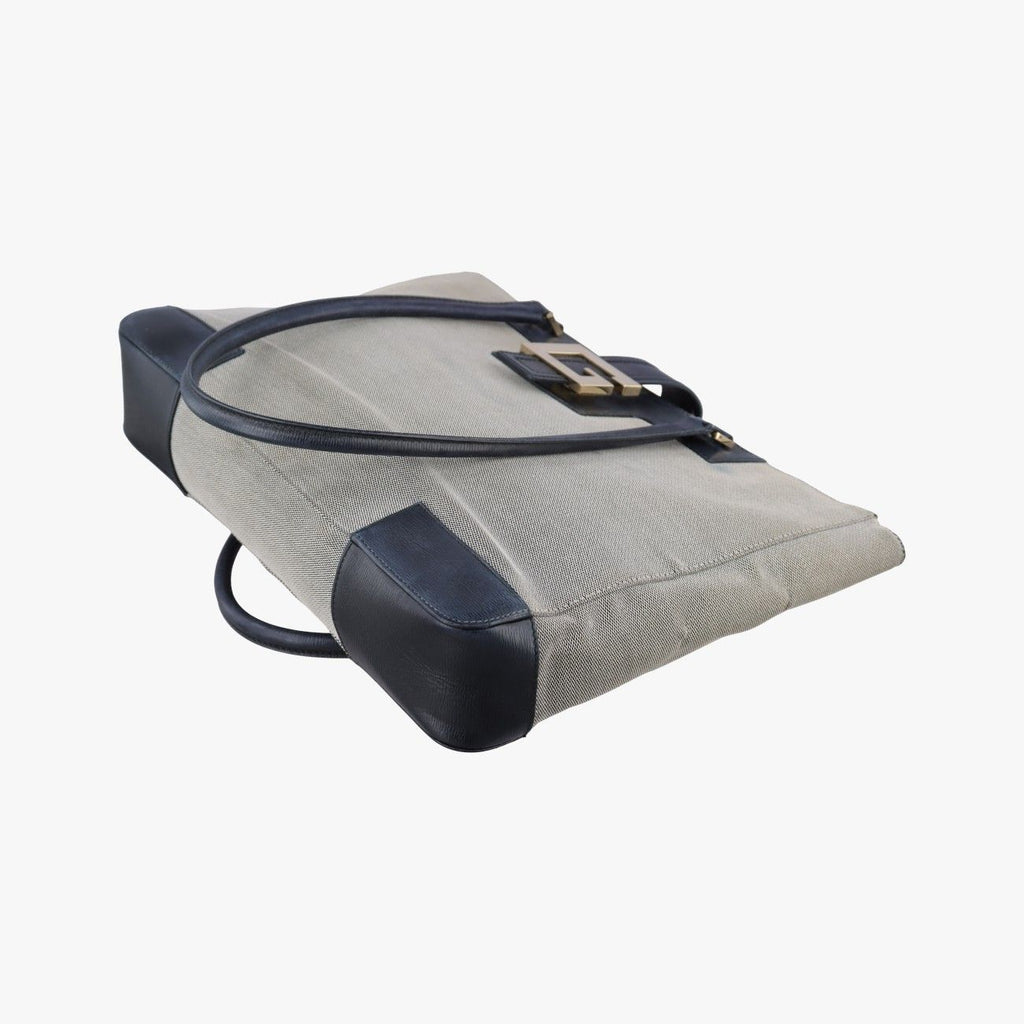 Gucci g Logo Tote Gray Navy Leather Canvas — view 4