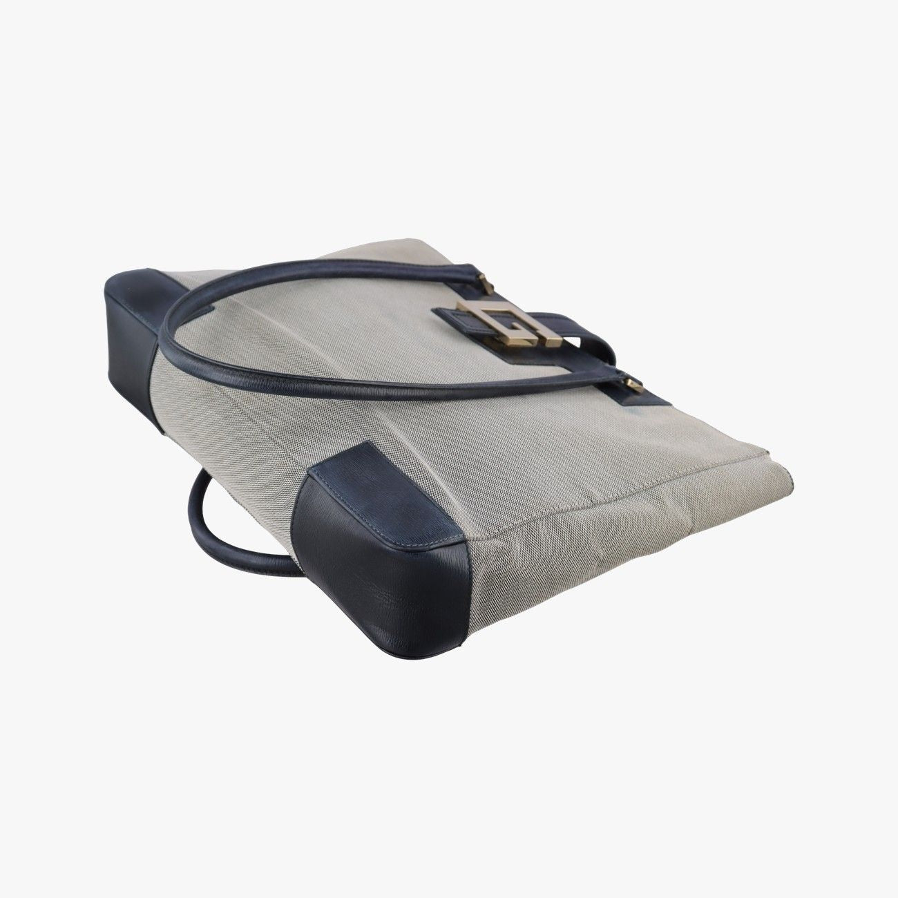 Gucci g Logo Tote Gray Navy Leather Canvas — view 4