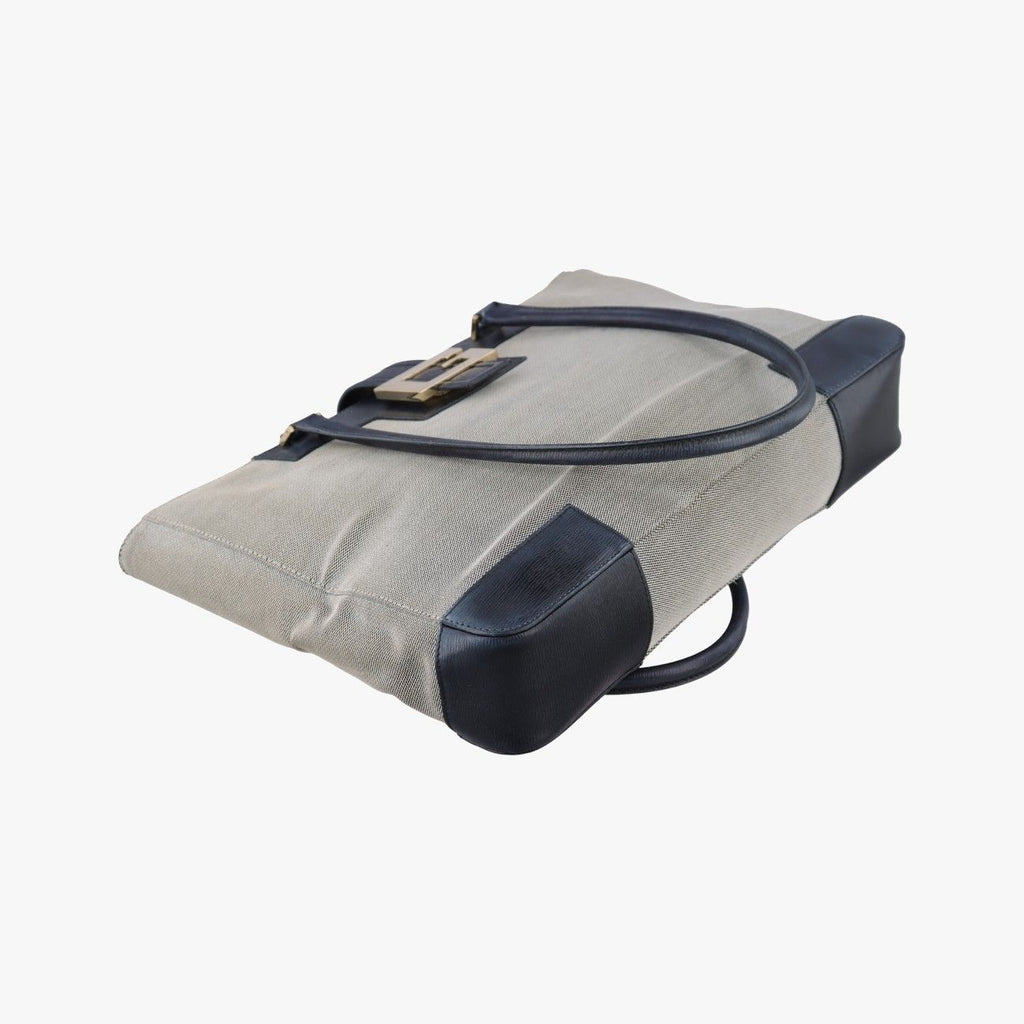 Gucci g Logo Tote Gray Navy Leather Canvas — view 5