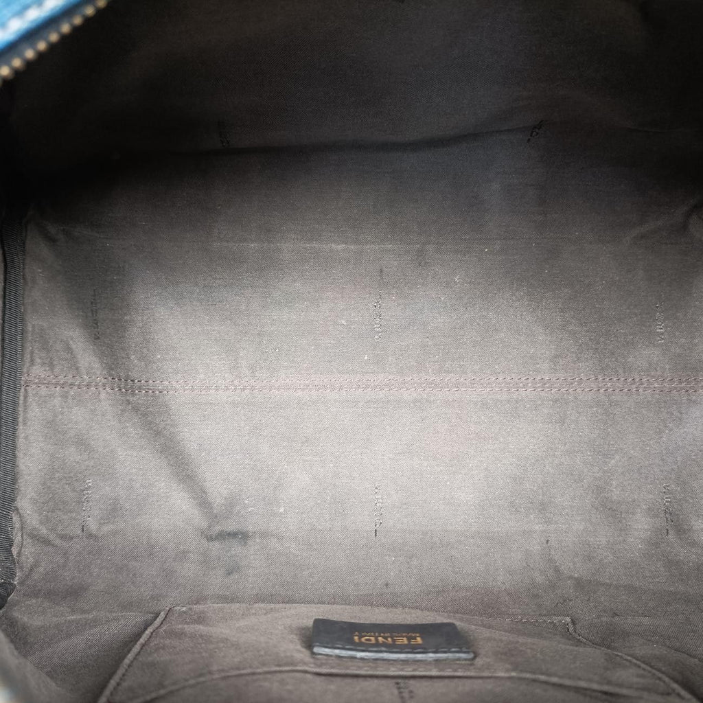 Fendi Zucchino Blue Canvas Handbag — view 9