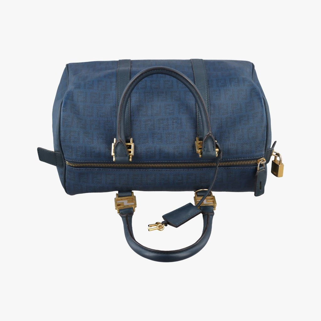 Fendi Zucchino Blue Canvas Handbag — view 8