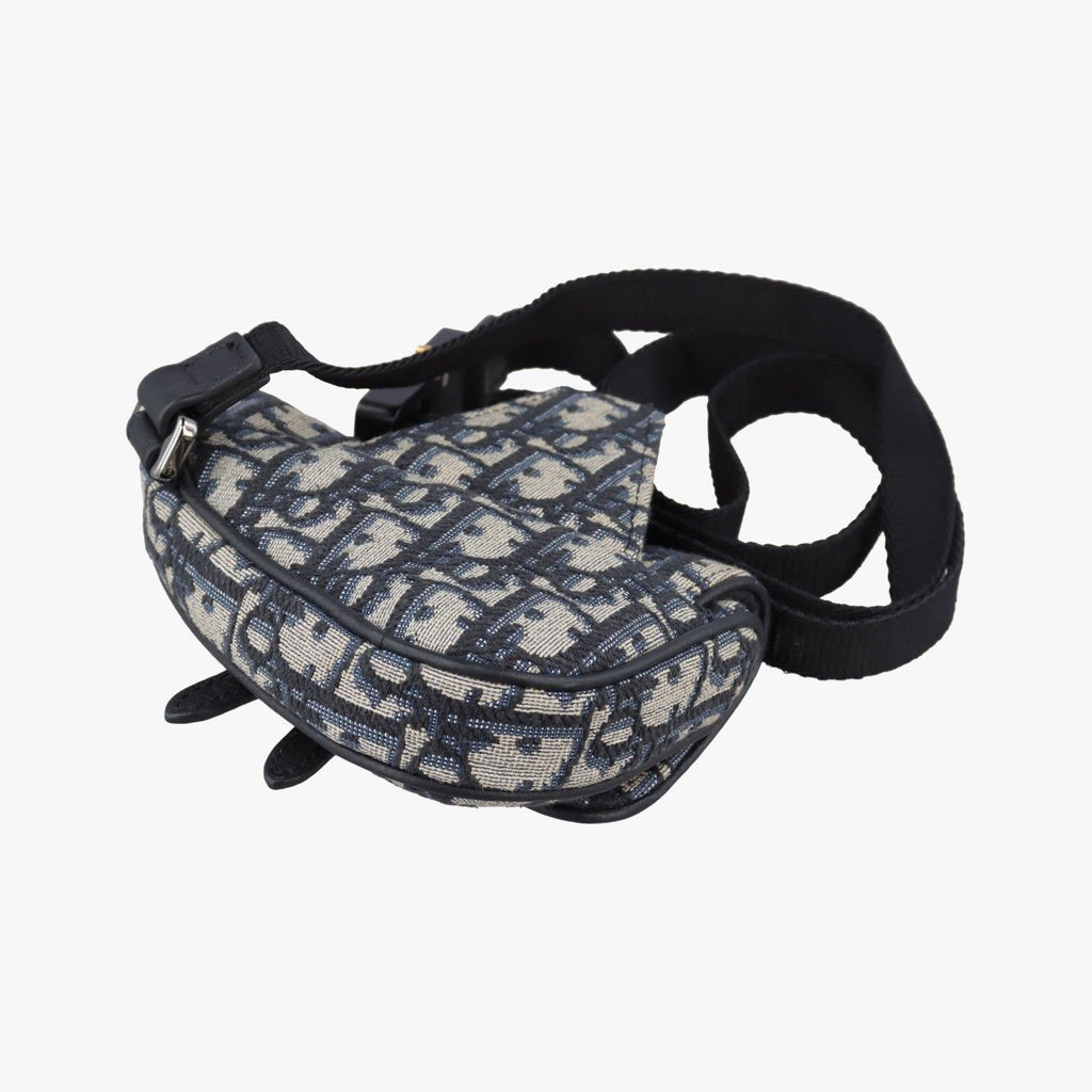 Dior Saddle Navy Gray Jacquard Handbag — view 6