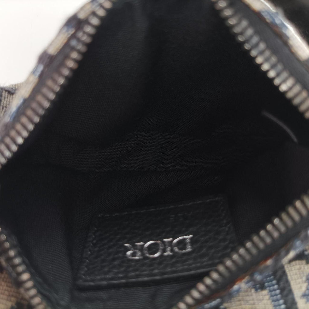 Dior Saddle Navy Gray Jacquard Handbag — view 9