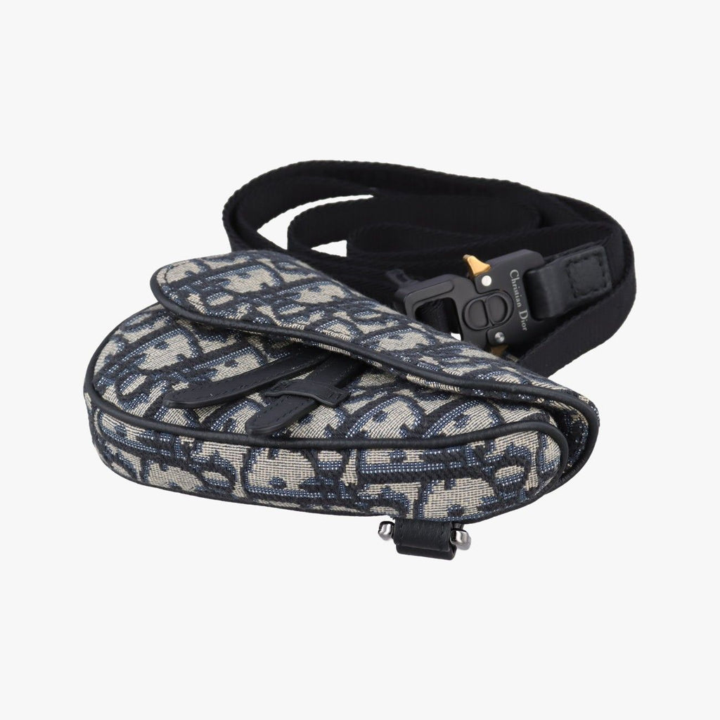 Dior Saddle Navy Gray Jacquard Handbag — view 4