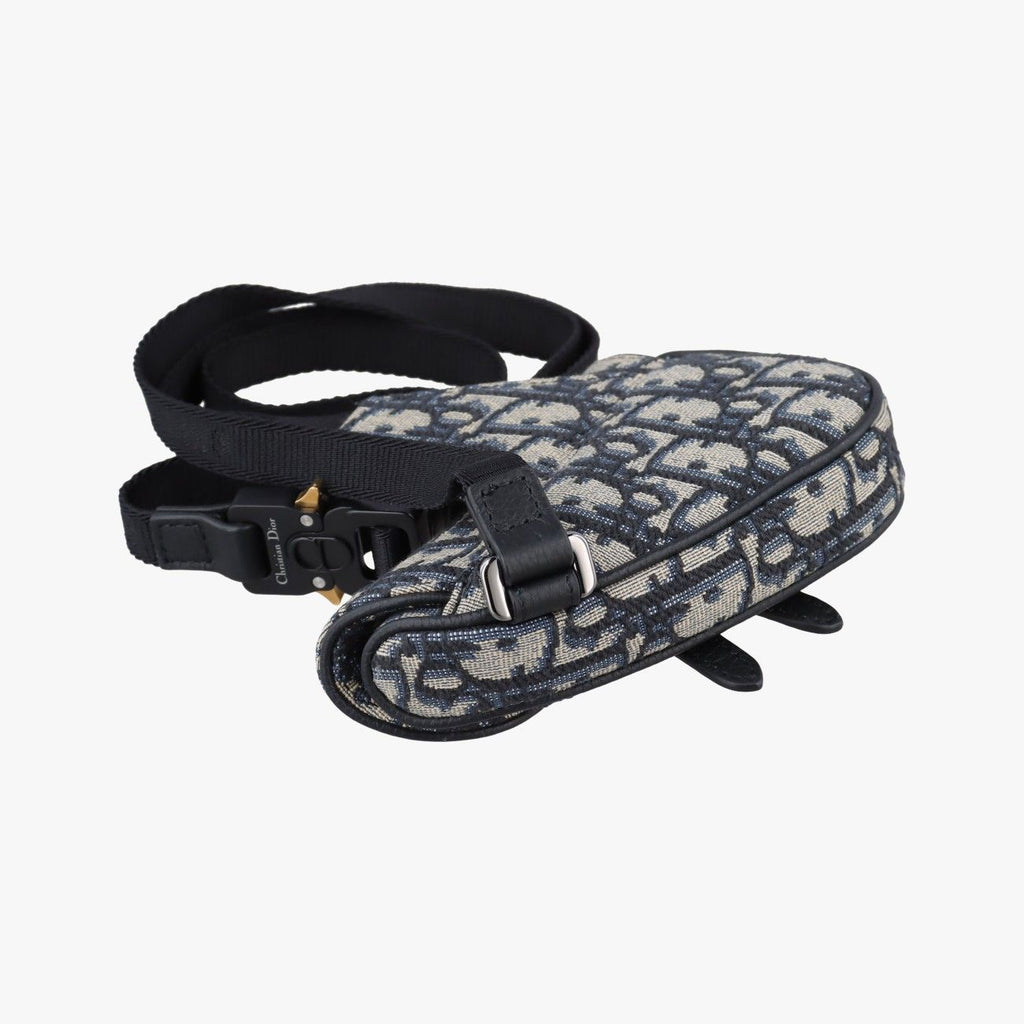 Dior Saddle Navy Gray Jacquard Handbag — view 7