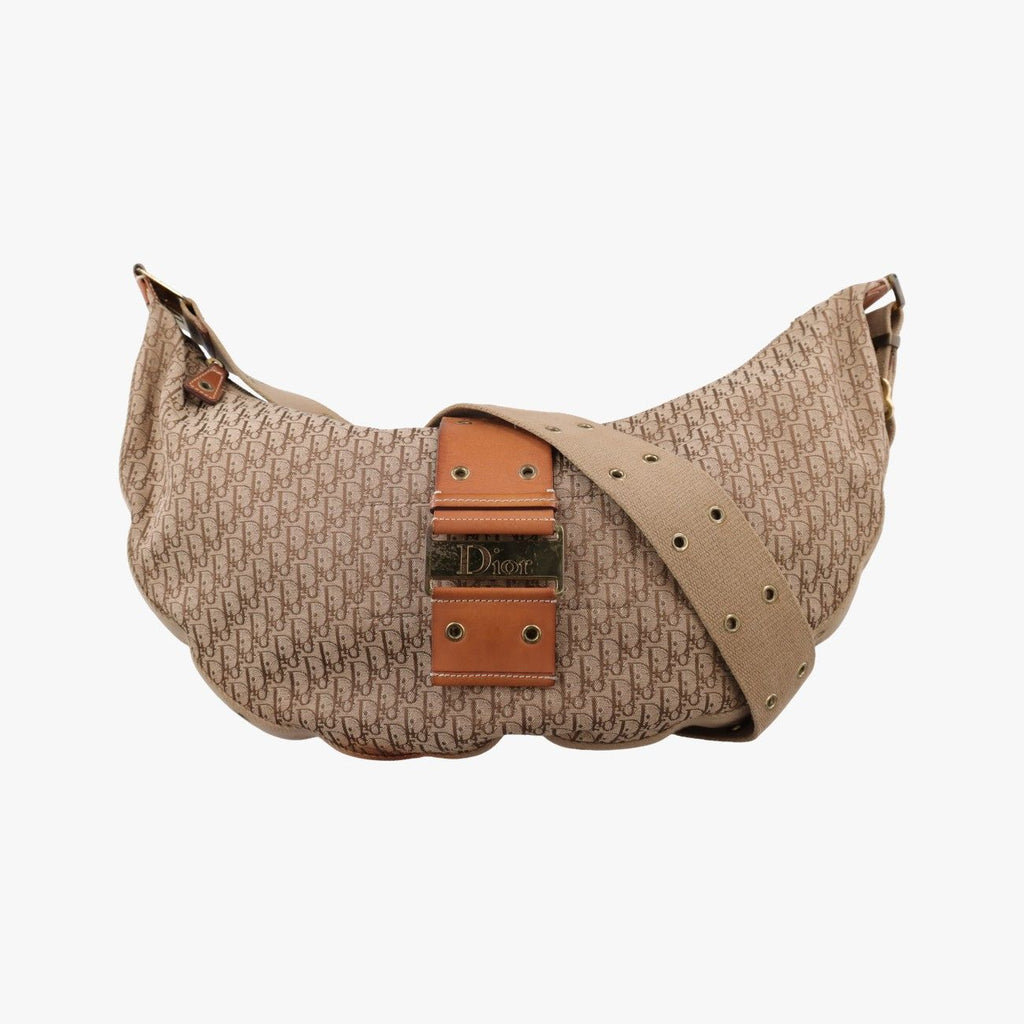 Dior Street Chic Beige Camel Canvas Leather Shoulder
