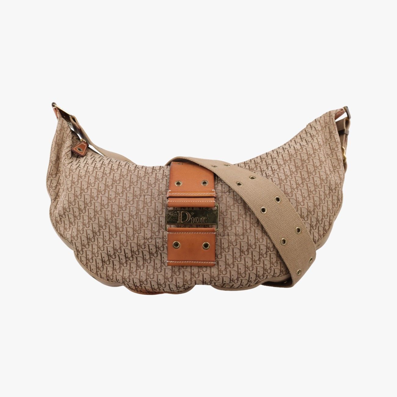 Dior Street Chic Beige Camel Canvas Leather Shoulder
