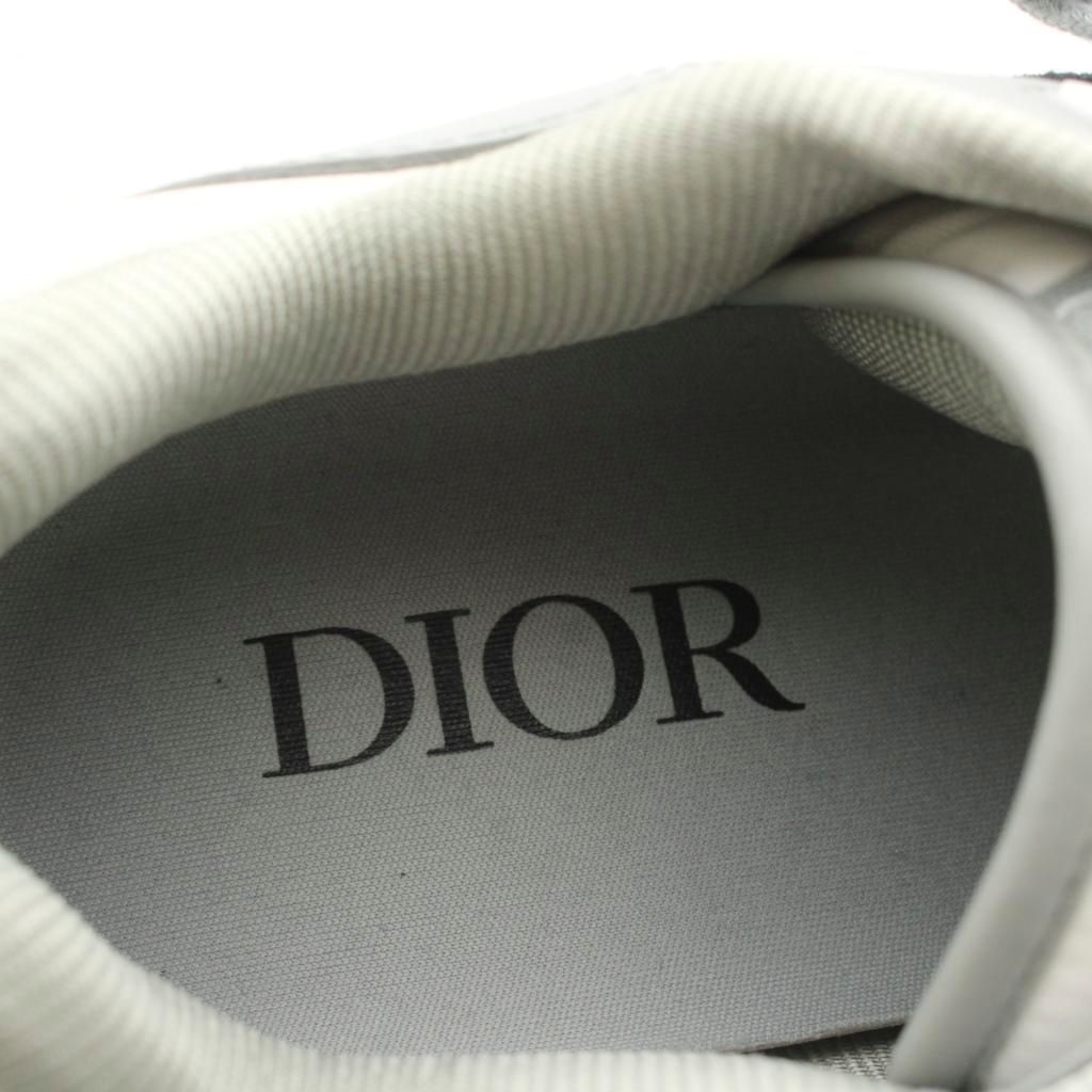 Dior 57 Mid Top Calf DO Jacquard Leather Sneakers Low Cut Shoes 42.5 Gray White — view 7