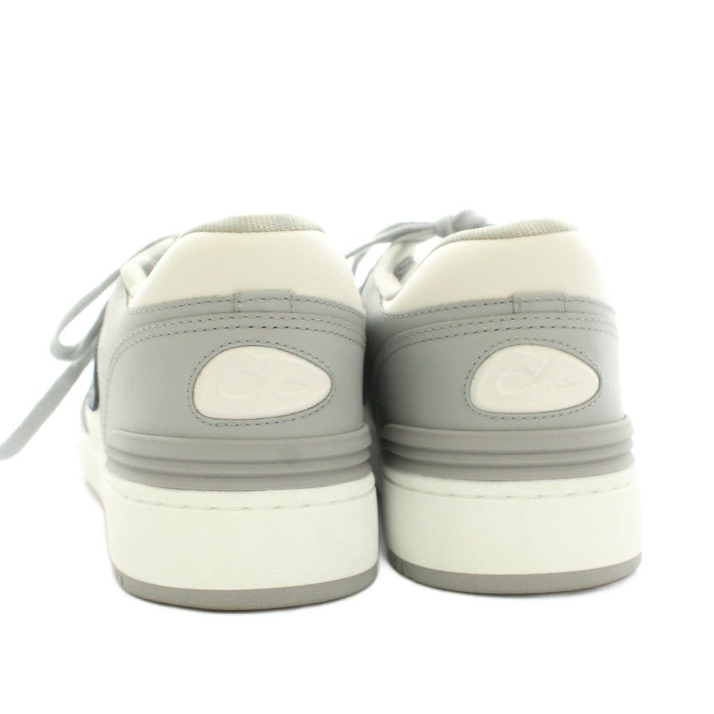Dior 57 Mid Top Calf DO Jacquard Leather Sneakers Low Cut Shoes 42.5 Gray White — view 4