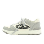 Dior 57 Mid Top Calf DO Jacquard Leather Sneakers Low Cut Shoes 42.5 Gray White