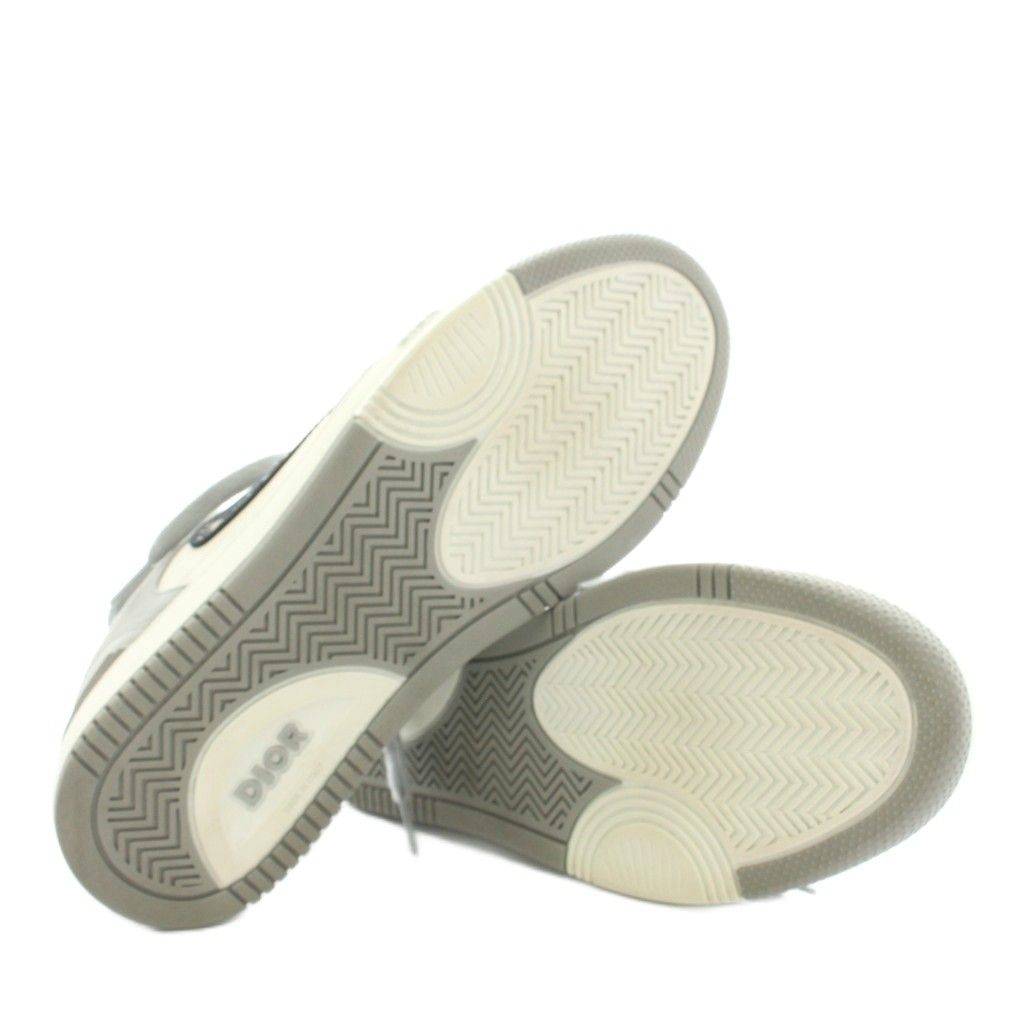 Dior 57 Mid Top Calf DO Jacquard Leather Sneakers Low Cut Shoes 42.5 Gray White — view 5