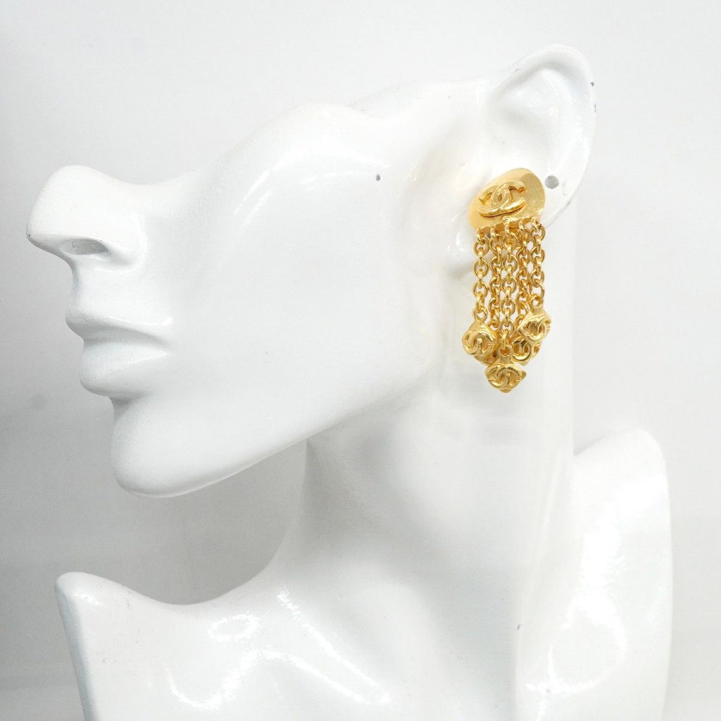 Chanel Earrings Vintage CC Logo Gold Plated — view 5
