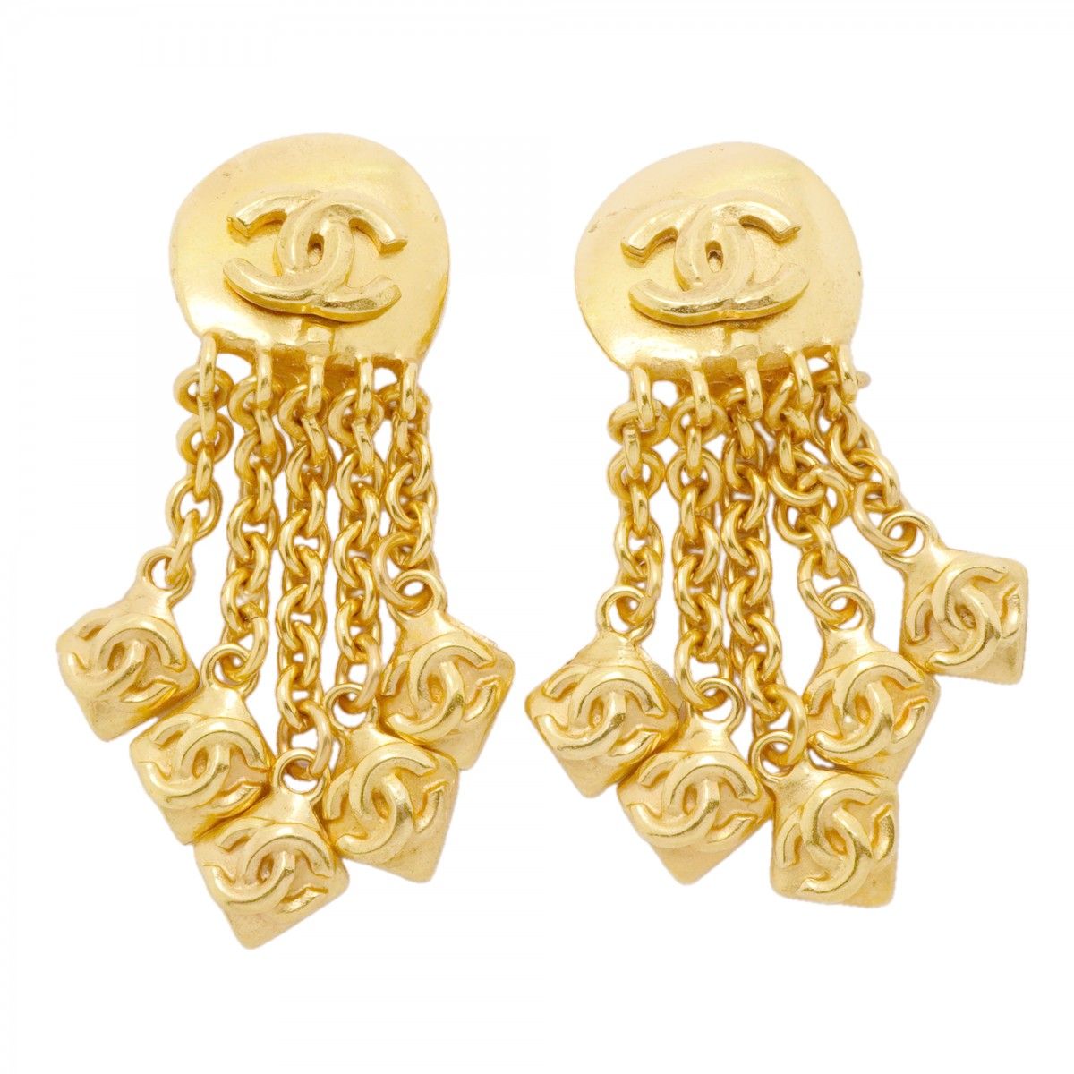 Chanel Earrings Vintage CC Logo Gold Plated