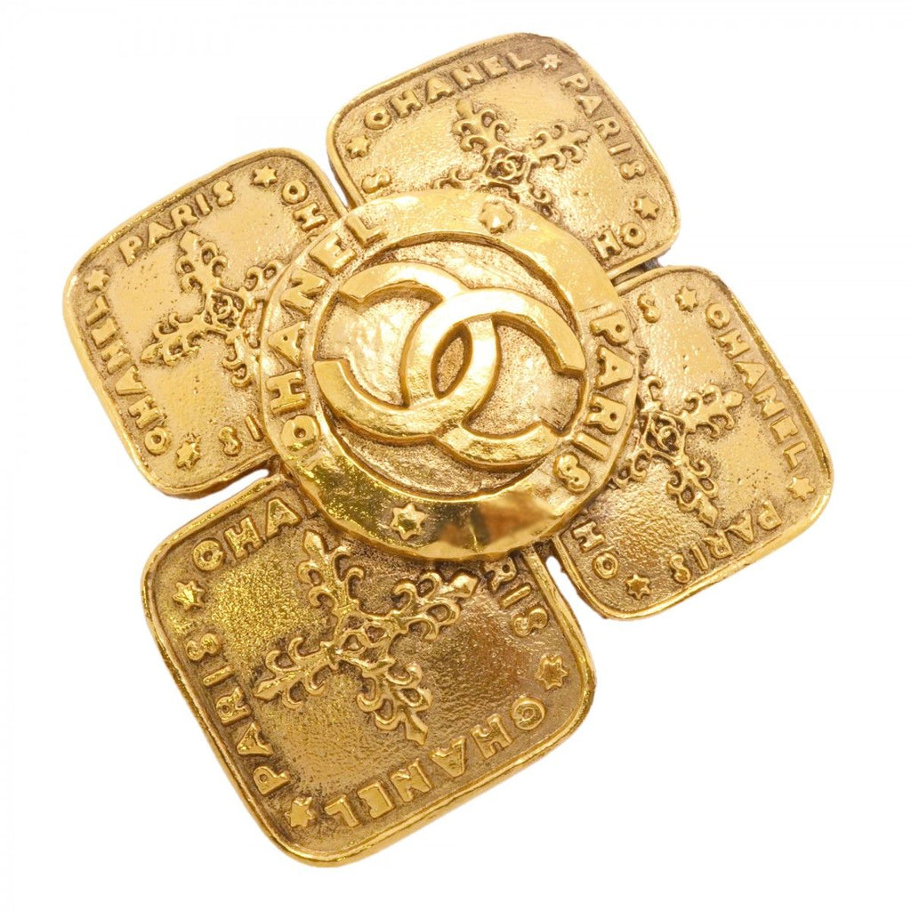 Chanel Brooch Vintage CC Logo Gold Plated