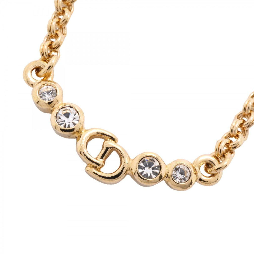 Dior Necklace CD Logo Gold Plated Rhinestone