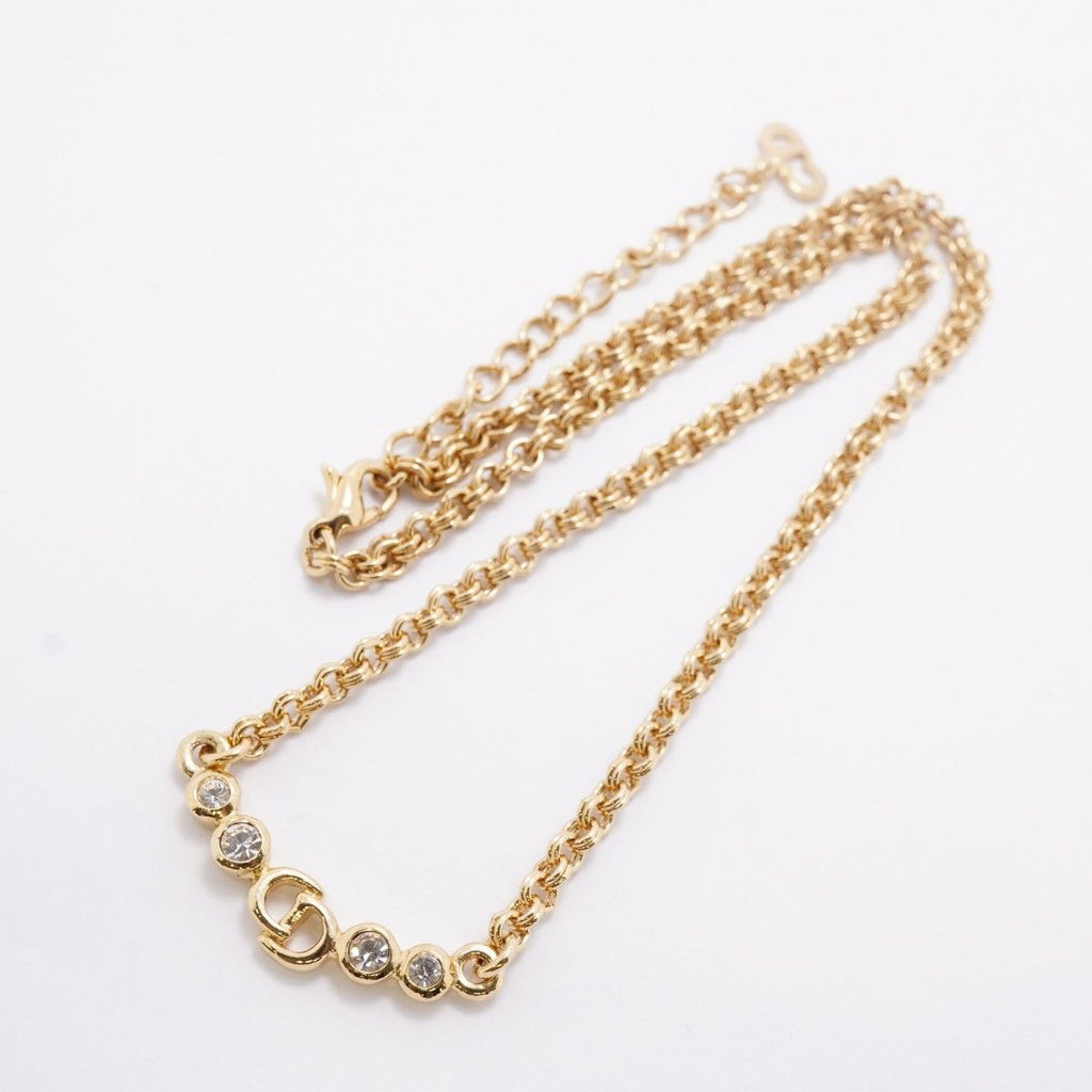 Dior Necklace CD Logo Gold Plated Rhinestone — view 3