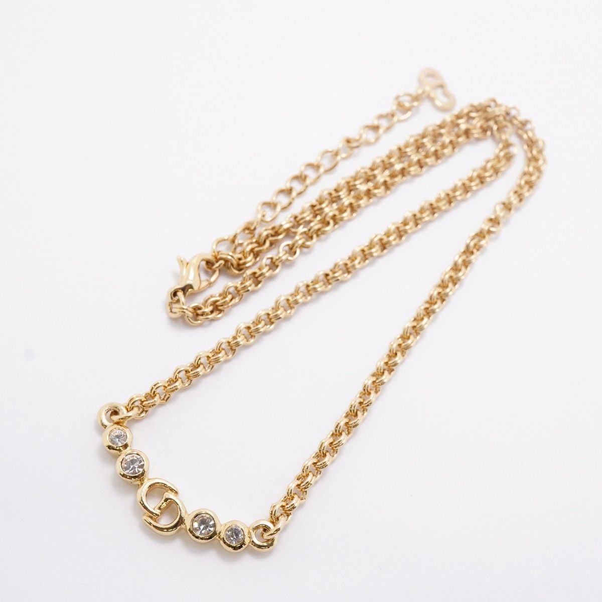 Dior Necklace CD Logo Gold Plated Rhinestone — view 3