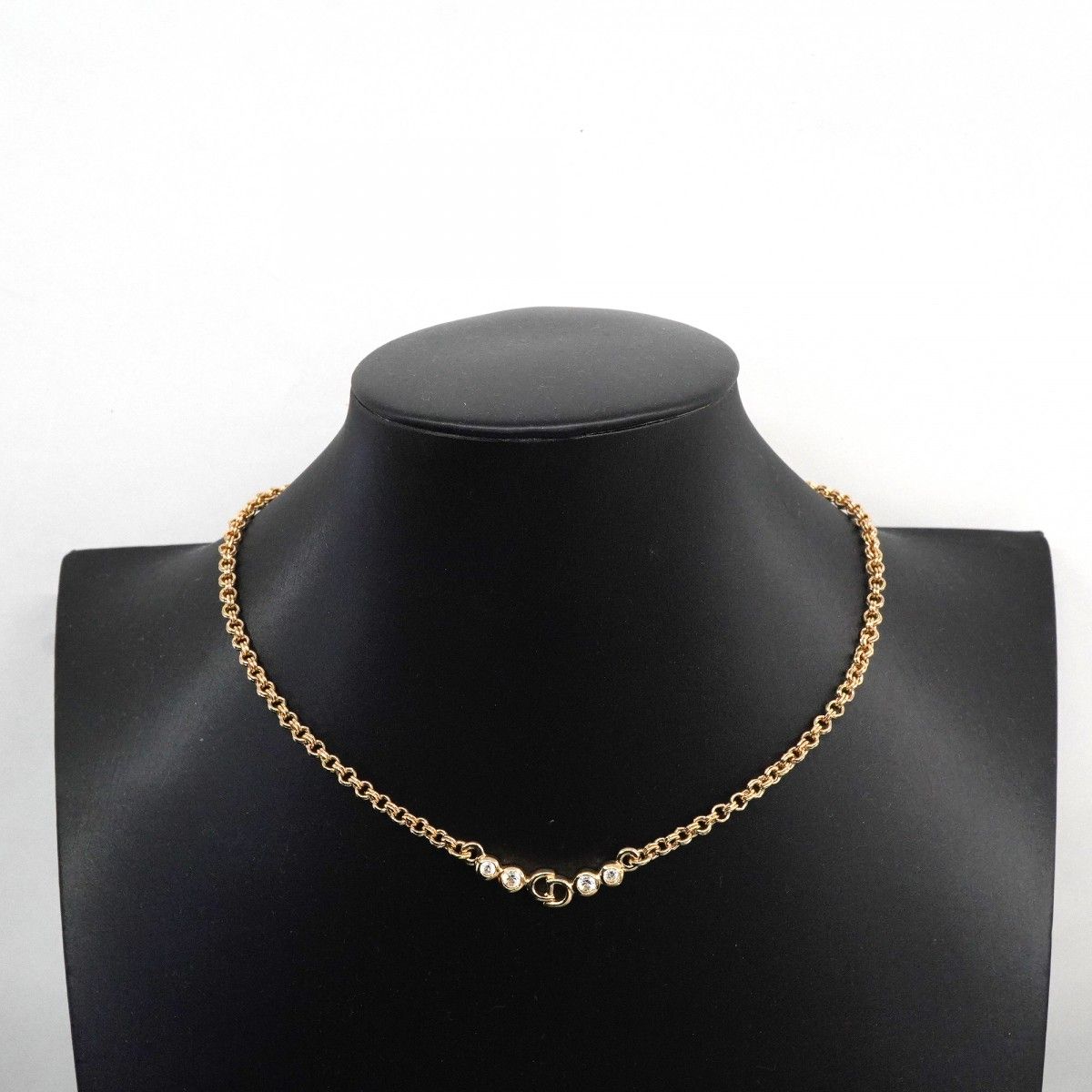 Dior Necklace CD Logo Gold Plated Rhinestone — view 6