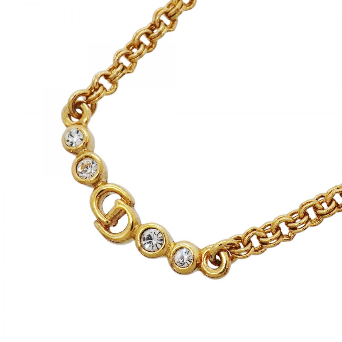 Dior Necklace CD Logo Gold Plated Rhinestone
